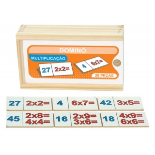 Dominó multiplicação, 28 peças,  brinquedos educativos, criativos, Mdf, 5+